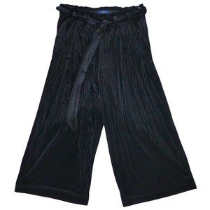 Rachel Roy Paperback Velvet illusion Pants Tie Side Zip Wide Leg Black Crop OX